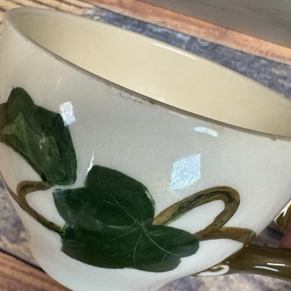 4‎ Vtg Poppytrail Metlox California Ivy Tea or Coffee Cups Hand Painted 1950 MCM